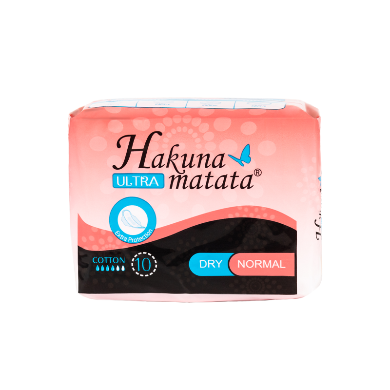 Ультратонкие гигиенические прокладки Hakuna Matata Ultra Dry Normal 4 капель 10 шт.