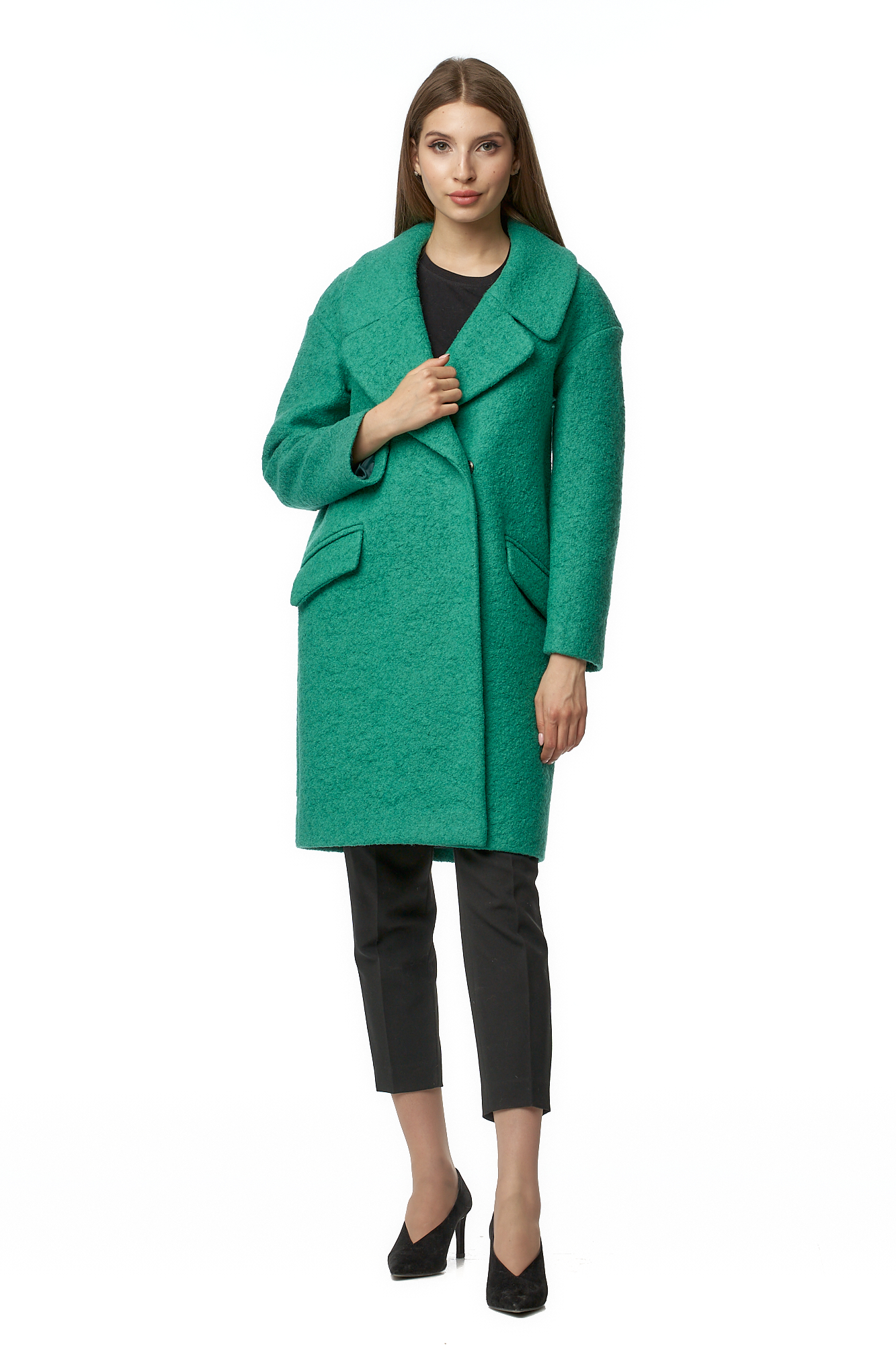 Пальто женское МОСМЕХА 8017130 зеленое 40 RU