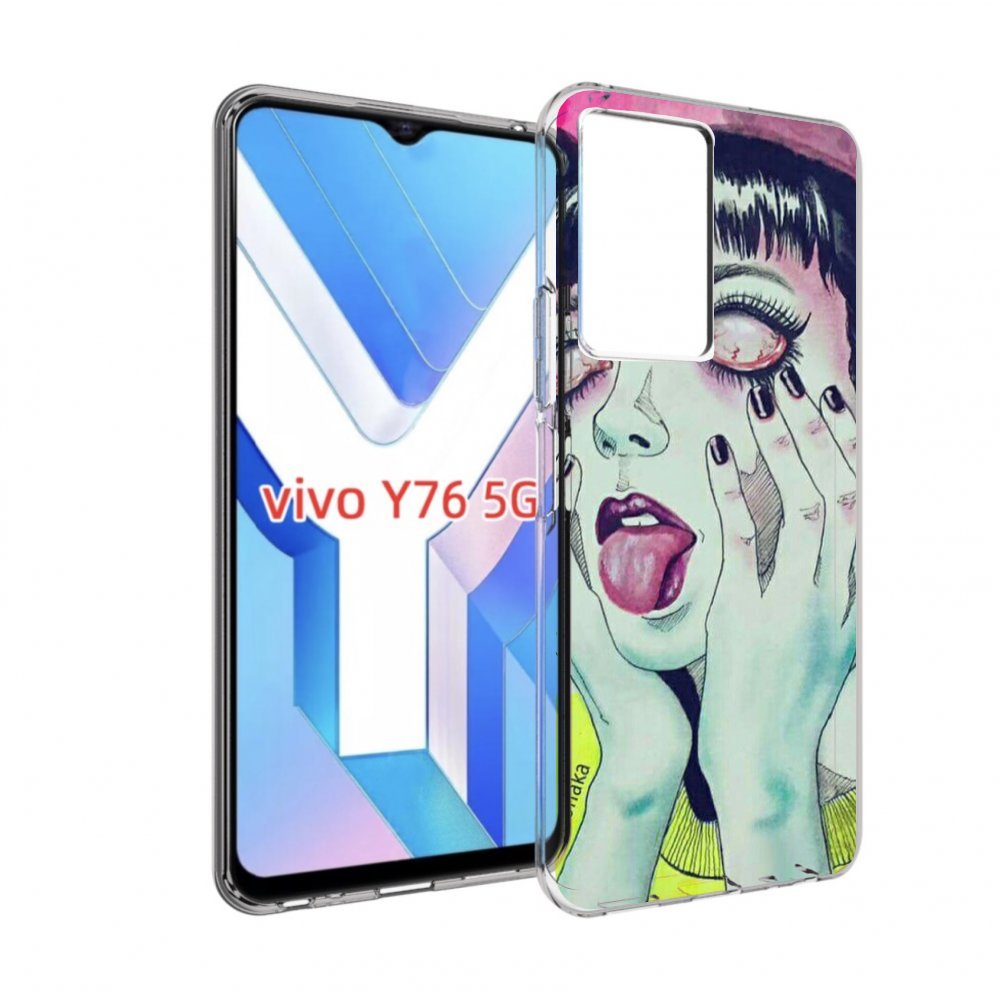 

Чехол MyPads девушка без зрачков для Vivo Y76 5G, Прозрачный, Tocco