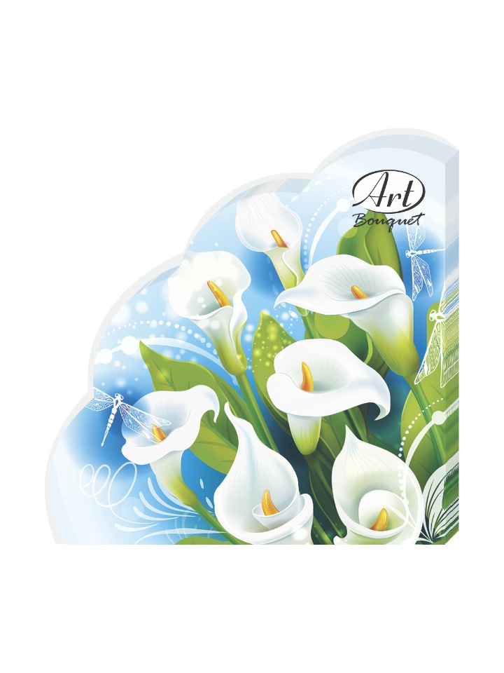 фото Салфетки бумажные bouquet "белые лилии" трехслойные, rondo, диаметр 32 см, 12 листов.