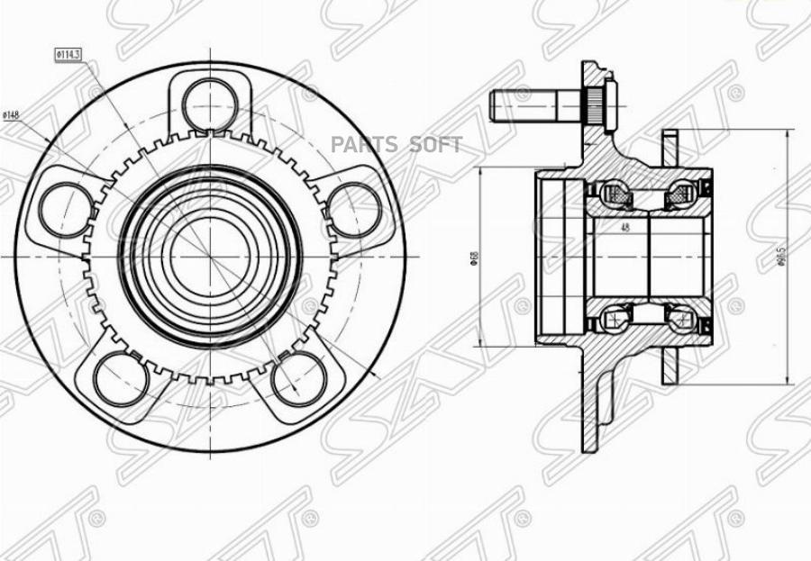 

SAT Ступичный узел задн. NISSAN CEFIRO A33 98- ABS-44 зубьев