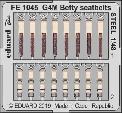 фото Фототравление eduard fe1045 g4m betty ремни безопасности 1/48