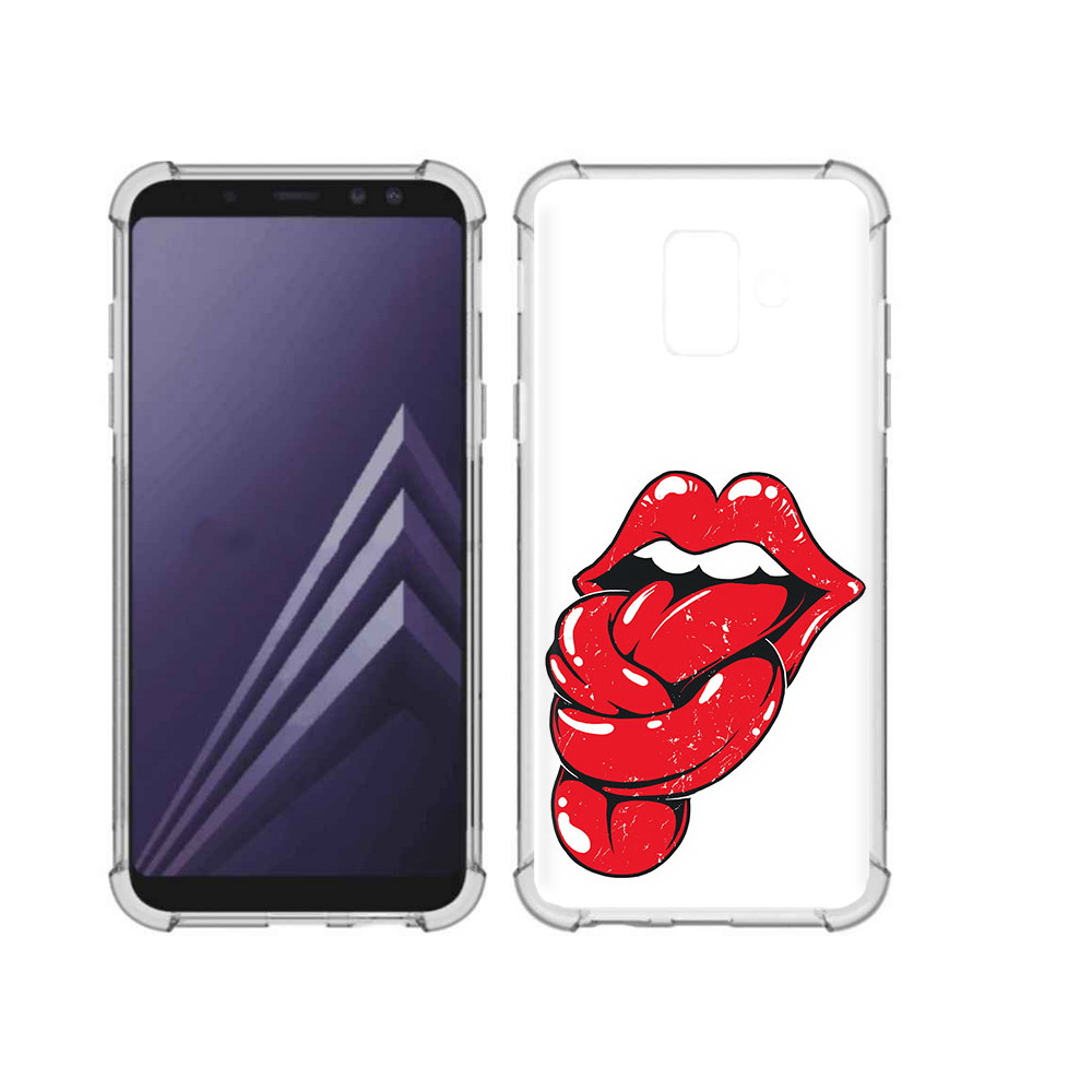 

Чехол MyPads Tocco для Samsung Galaxy A6 (2018) яркие губы с языком (PT111558.582.705), Прозрачный, Tocco