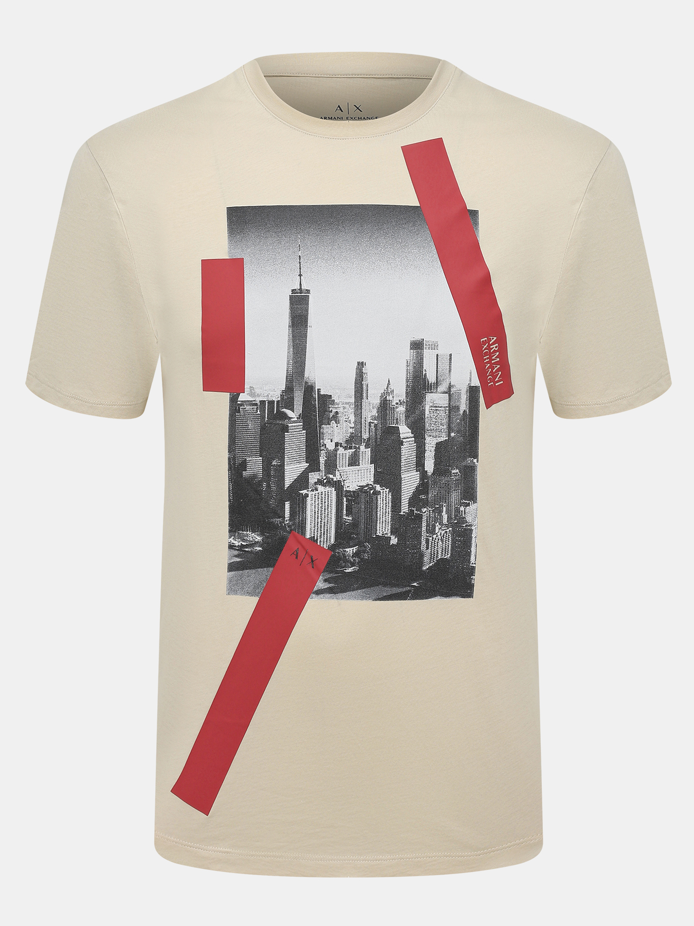 

Футболка мужская Armani Exchange 486415 бежевая 50-52 RU, Бежевый, 486415