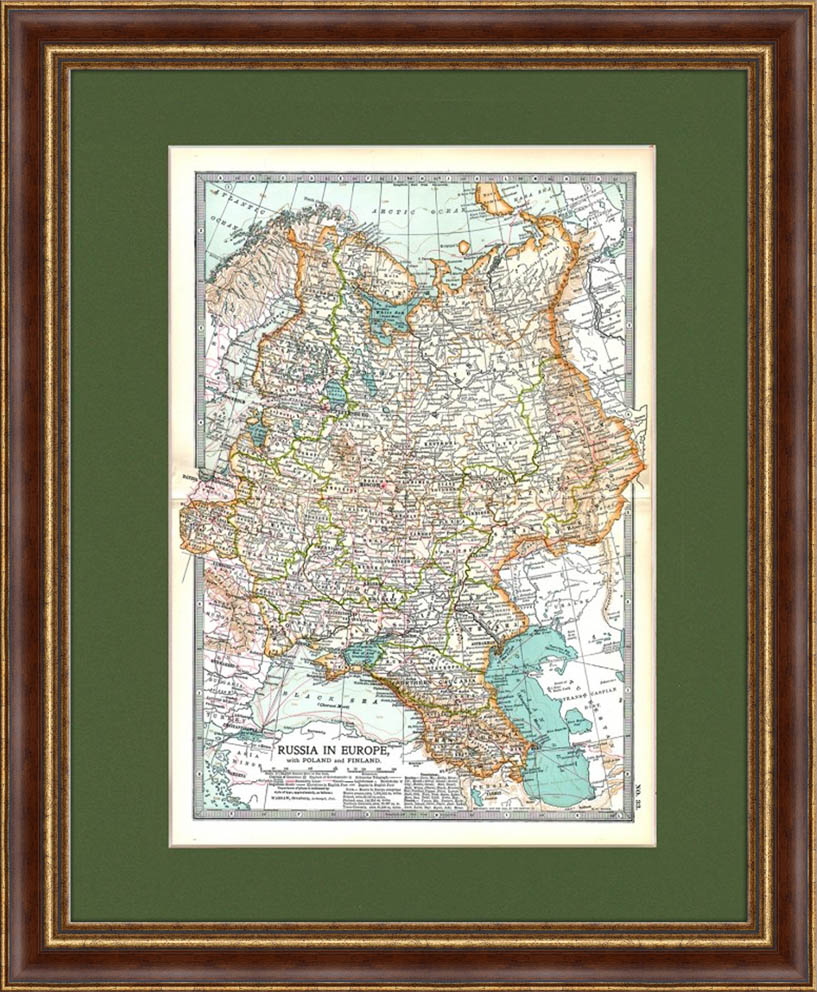 

Россия в Европе с Польшей и Финляндией антикварная карта 1902 г.