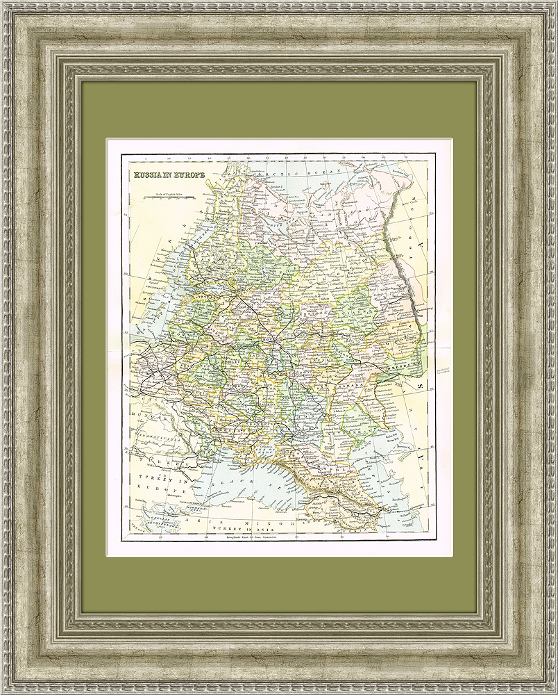 

Европейская Россия старинная карта с железными дорогами 1880 г.