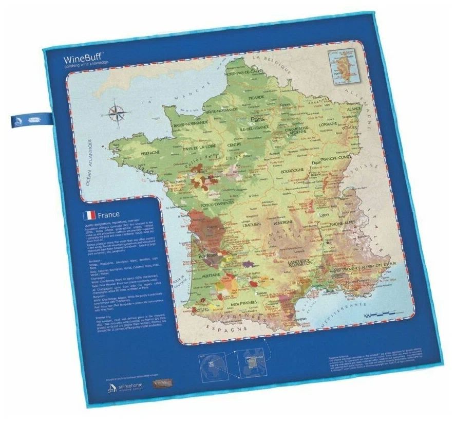 Салфетка Soire Home France Wine Map из микрофибры для натирки стекла