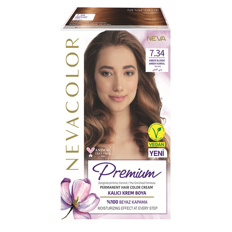 Крем-краска для волос Neva Premium стойкая 7.34 Янтарь крем краска для волос nevacolor premium 6 3 лесной орех