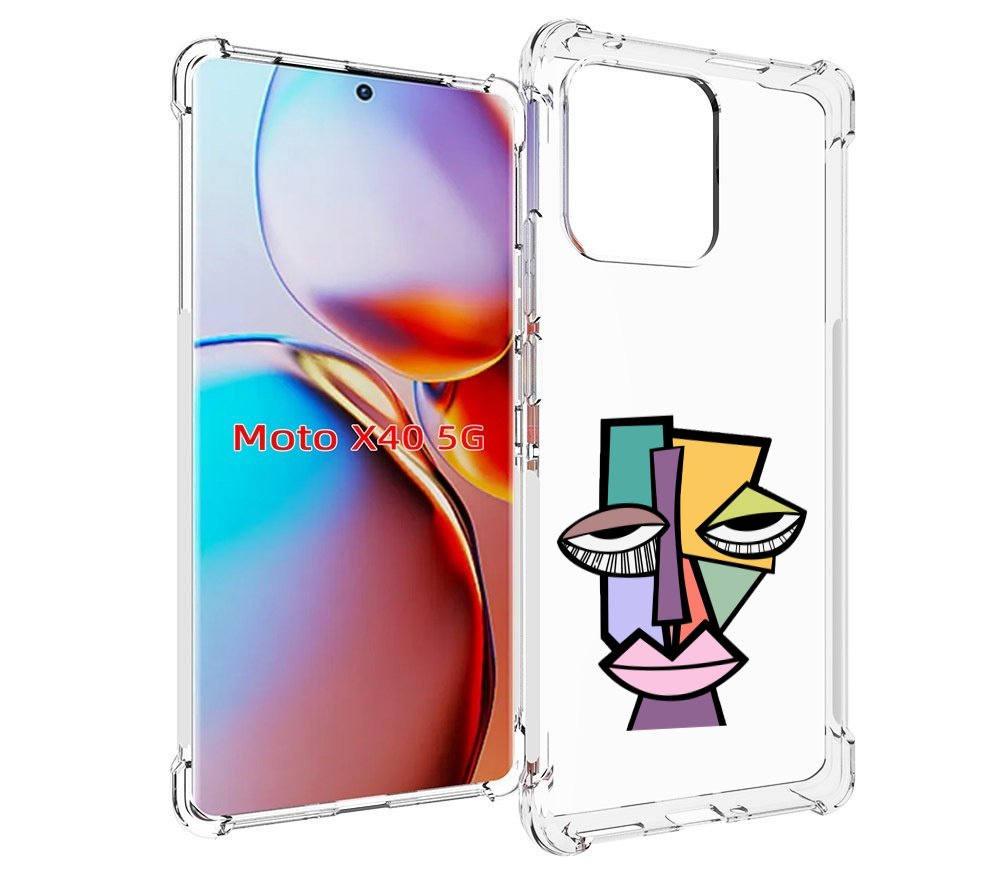 

Чехол MyPads лицо из квадратиков с глазами женский для Motorola Moto X40, Прозрачный, Tocco
