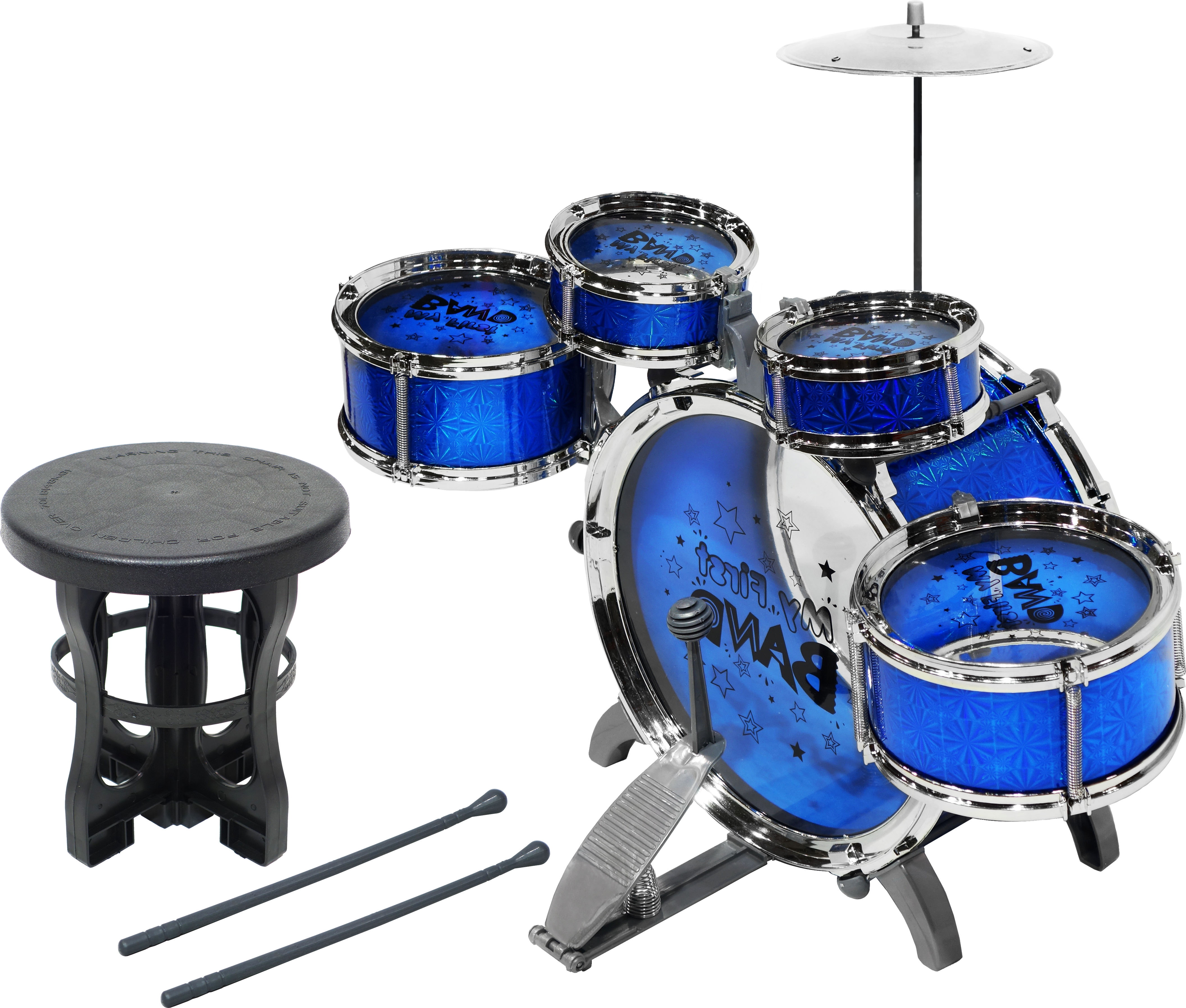 фото Детская барабанная установка brightkid 4008e синяя со стульчиком