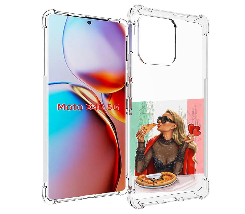 

Чехол MyPads любительница-пиццы женский для Motorola Moto X40, Прозрачный, Tocco