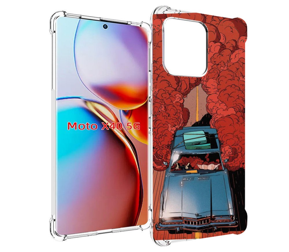 

Чехол MyPads машина мчится с дымком для Motorola Moto X40, Прозрачный, Tocco