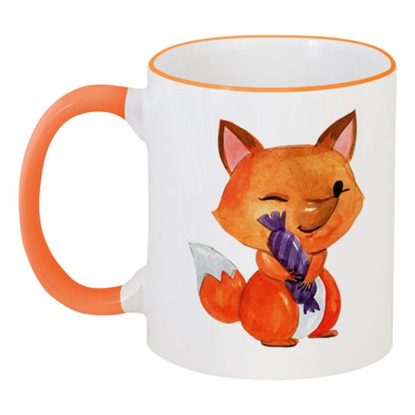 

Кружка Printio с цветной ручкой и ободком Лисичка, Разноцветный