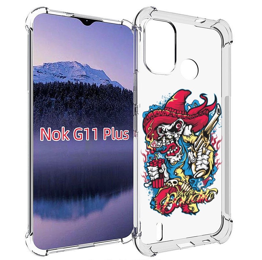 

Чехол MyPads нарисованный скелет с писталетом для Nokia G11 Plus, Прозрачный, Tocco