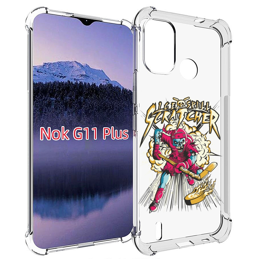

Чехол MyPads нарисованный скелет хоккеист для Nokia G11 Plus, Прозрачный, Tocco