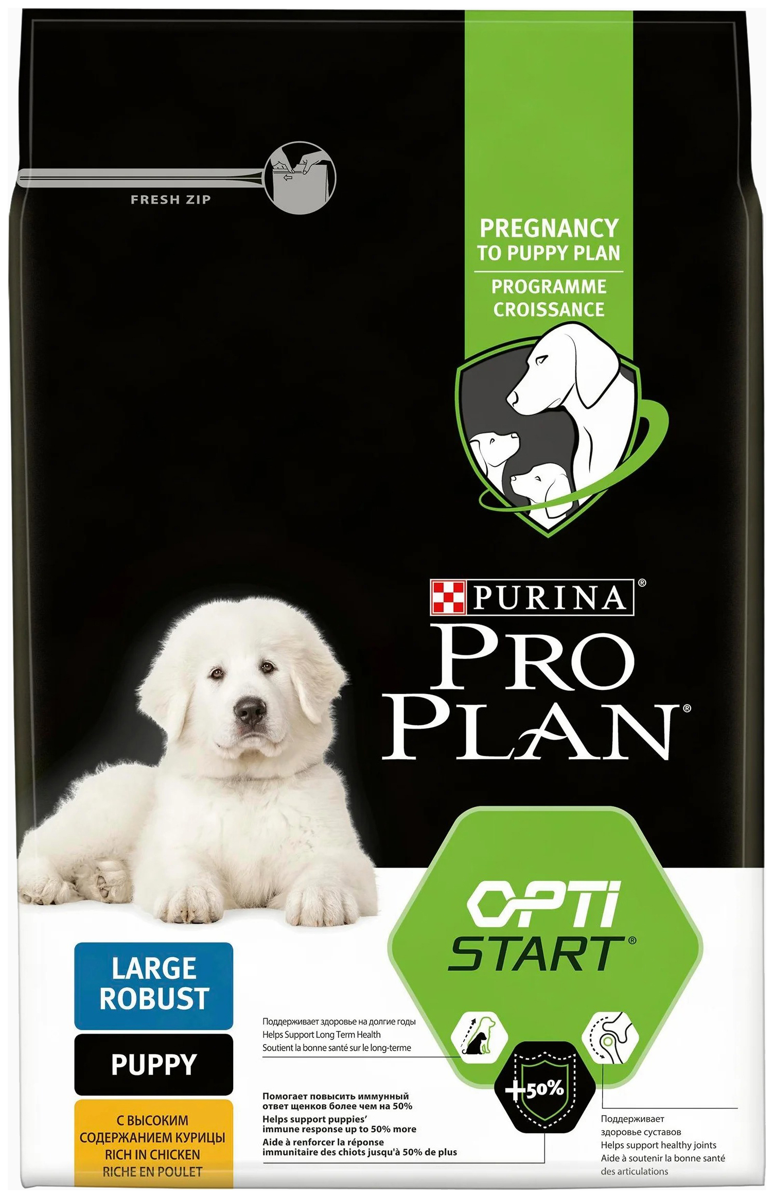 

PRO PLAN PRO PLAN OPTISTART PUPPY LARGE ROBUST для щенков крупных пород мощного телосложен, 7613035114654