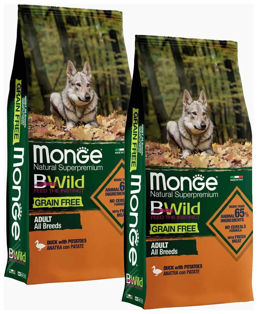 

MONGE MONGE BWILD GRAIN FREE DOG ADULT ALL BREEDS DUCK беззерновой для взрослых собак всех