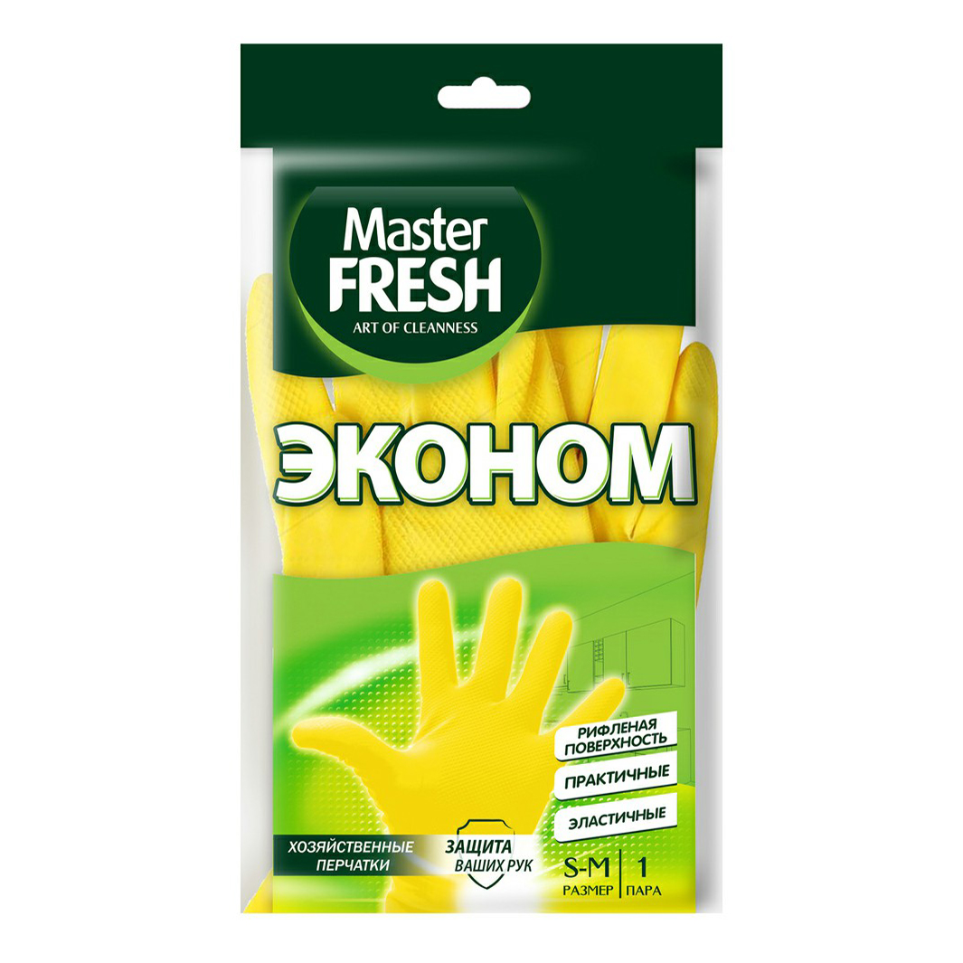 Перчатки латексные Master Fresh Эко хозяйственные S-M 50 г