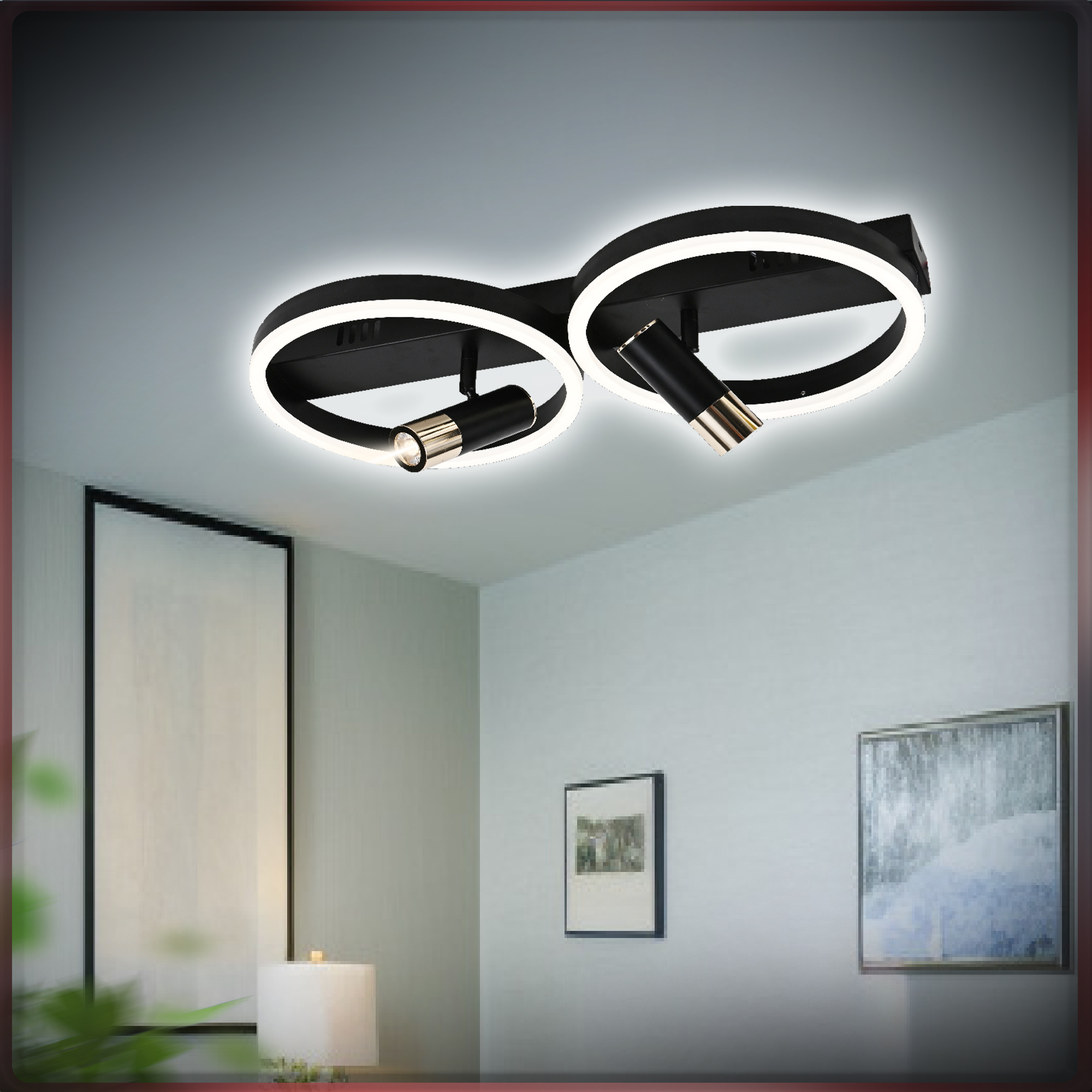 Светодиодная люстра Europa Lighting MX 10899-4 Black+Gold на 10 кв.м. с пультом