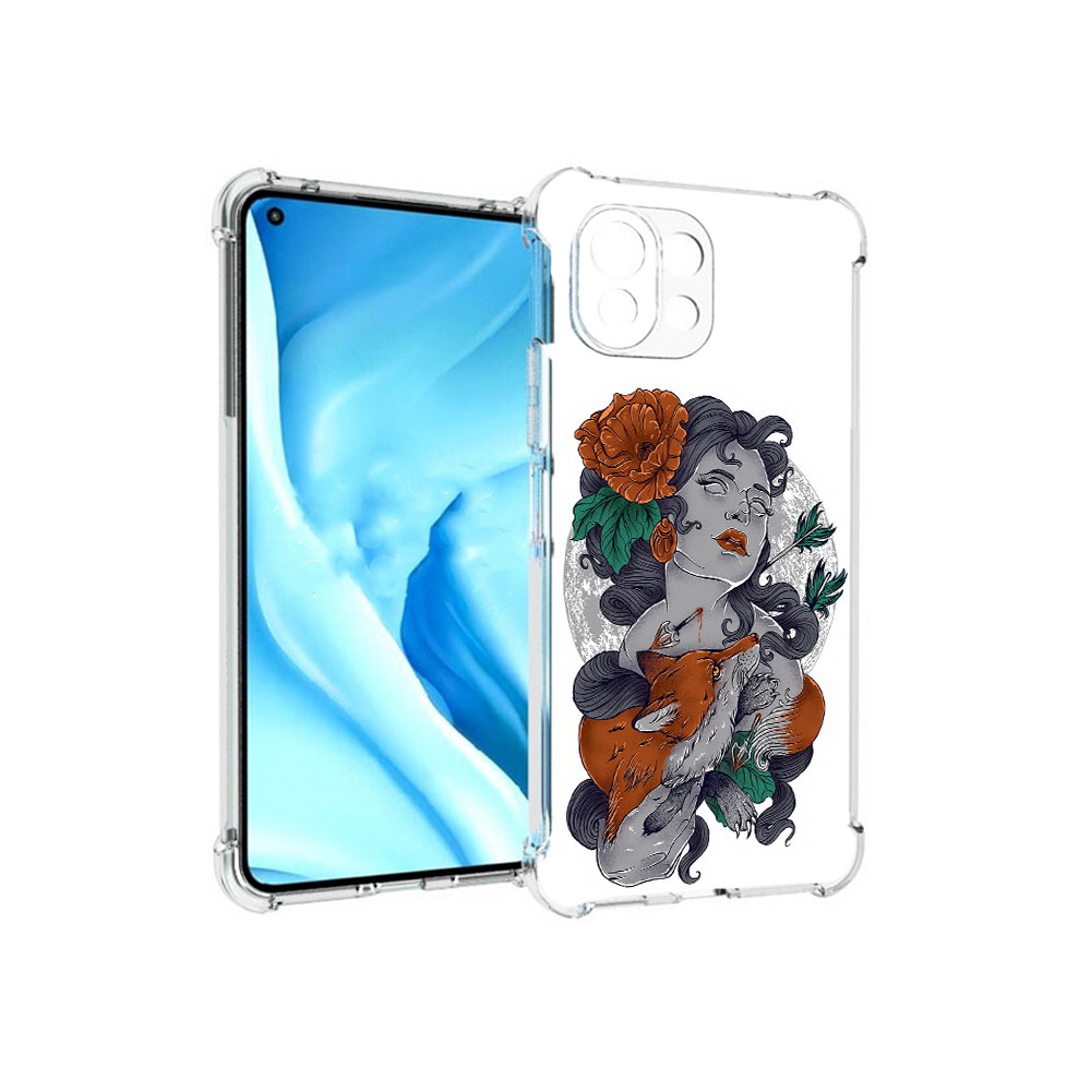

Чехол MyPads Tocco для Xiaomi Mi 11 Lite темная девушка с лисой (PT159462.256.639), Прозрачный, Tocco