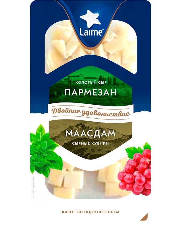 Сыр твёрдый Laime ассорти пармезан и маасдам, колотый, 120 г