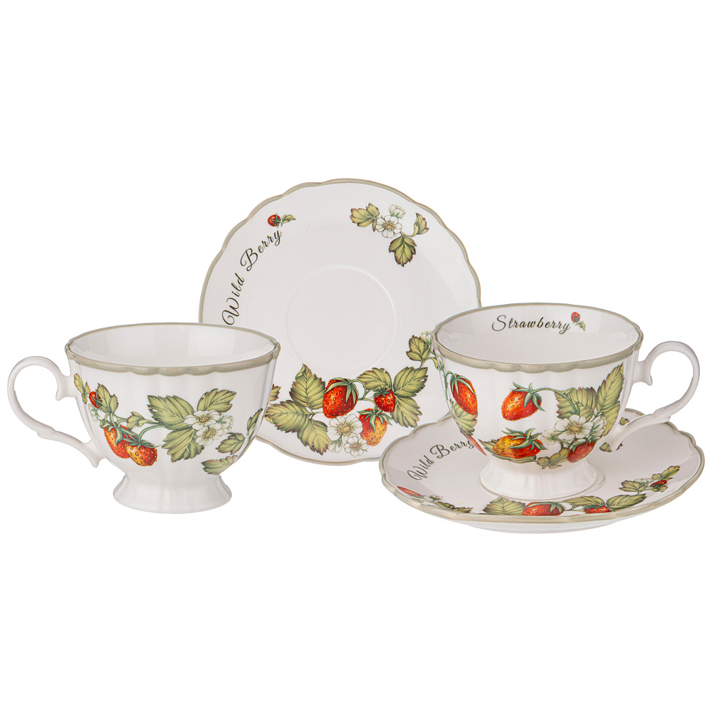 

Чайный набор Lefard strawberry на 2 пер. 4 пр. 270 мл, Белый