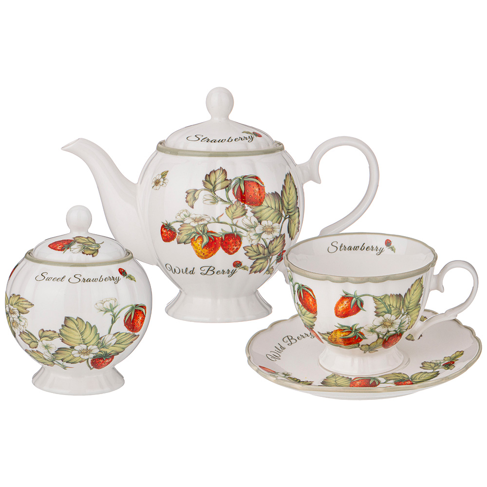 

Чайный сервиз Lefard strawberry на 6 пер. 14 пр, Белый
