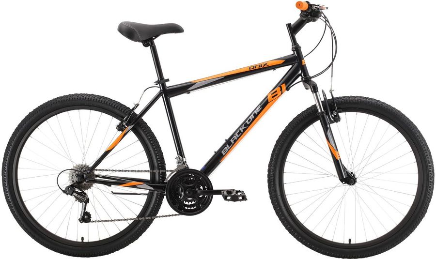 фото Велосипед black one onix 2021, горный, рама 18", колеса 26", черный/оранжевый, 16.6кг