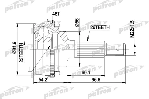 

ШРУС наружн к-кт 26x56x23 ABS:48T TOYOTA: CARINA E 92 - 97, CARINA II 87 - 93, CELICA купе