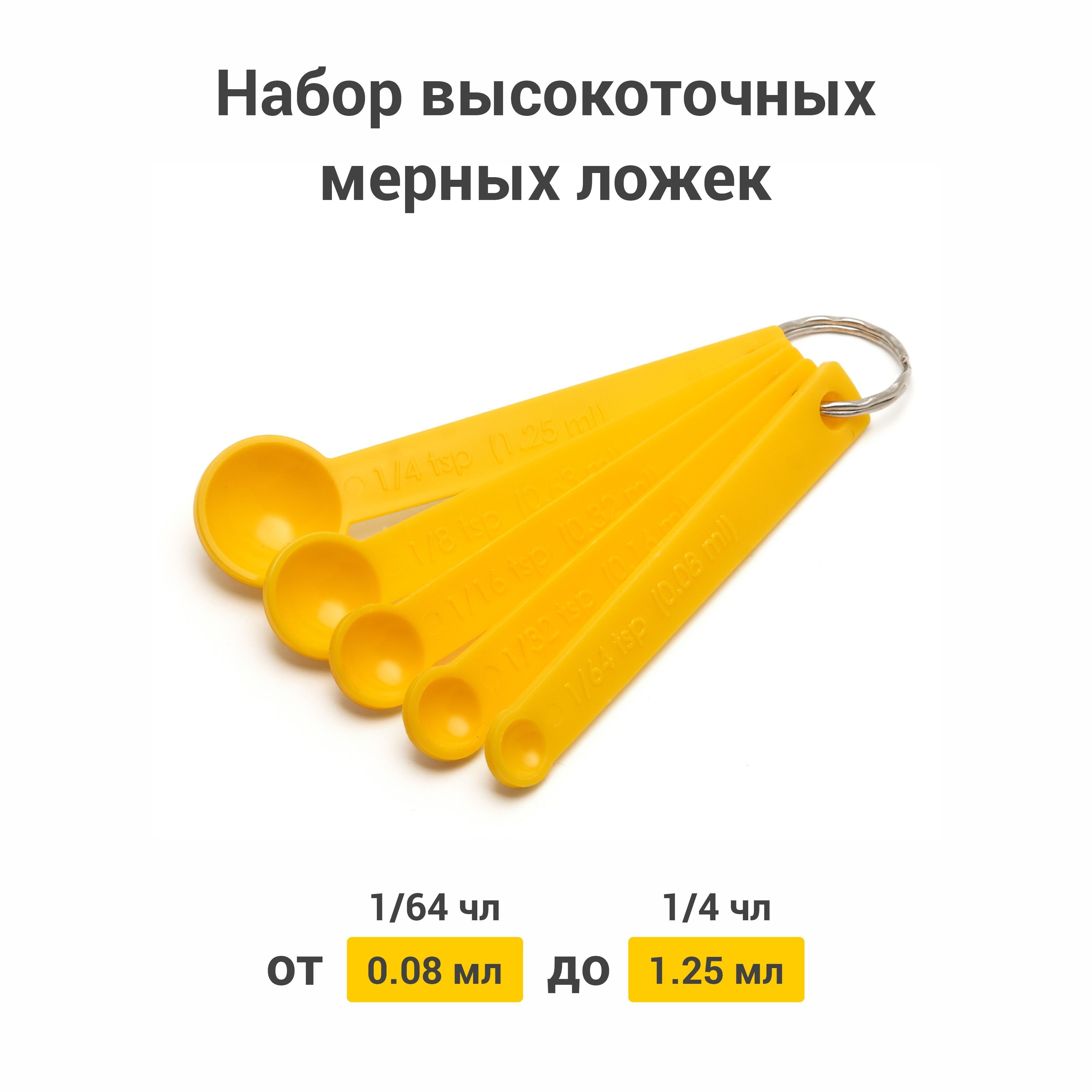 

Набор пластиковых мерных ложек Сыромания, желтые, 5шт, 1607-5_Белый