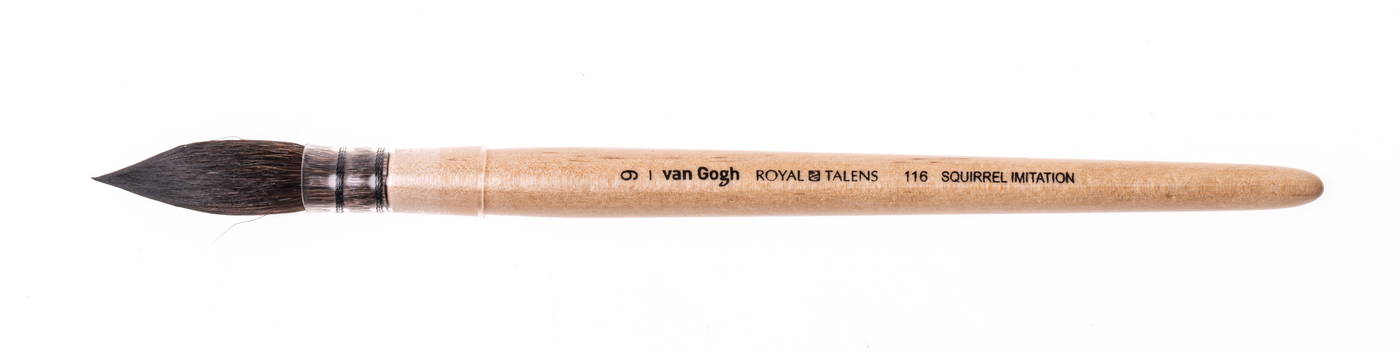 фото Кисть имитация белки №9 круглая van gogh "116" пленочная обойма, короткая ручка royal talens