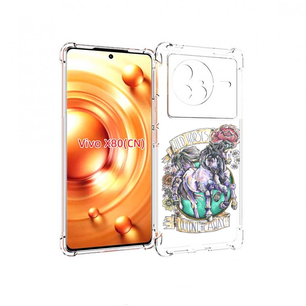 

Чехол Mypads Рисунок Коней В Цветах Для Vivo X80, Прозрачный, Tocco