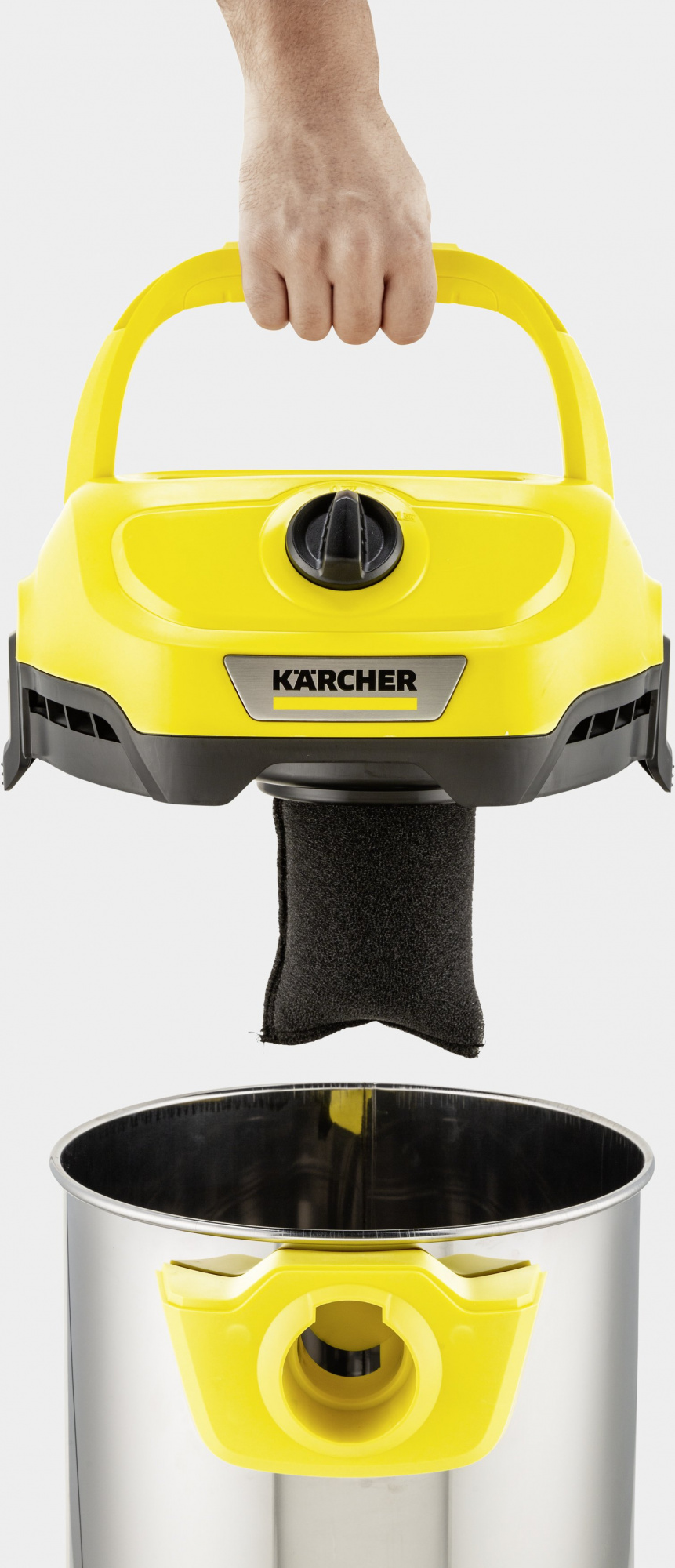 Строительный пылесос Karcher WD 2 Plus S V-15/4/18 1000Вт (уборка: сухая/сбор воды) желтый