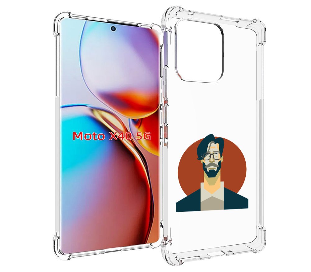 

Чехол MyPads мужичек-в-очках для Motorola Moto X40, Прозрачный, Tocco