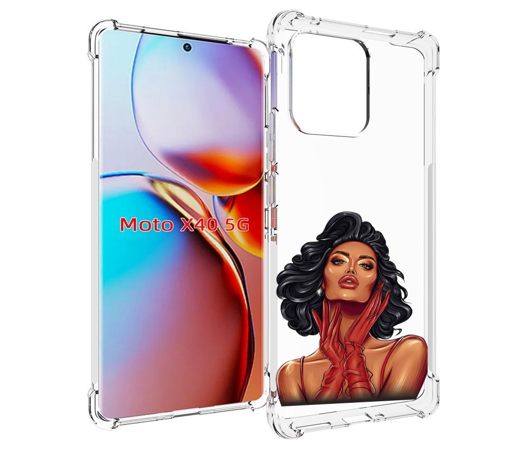 

Чехол MyPads мулатка-в-перчатках женский для Motorola Moto X40, Прозрачный, Tocco