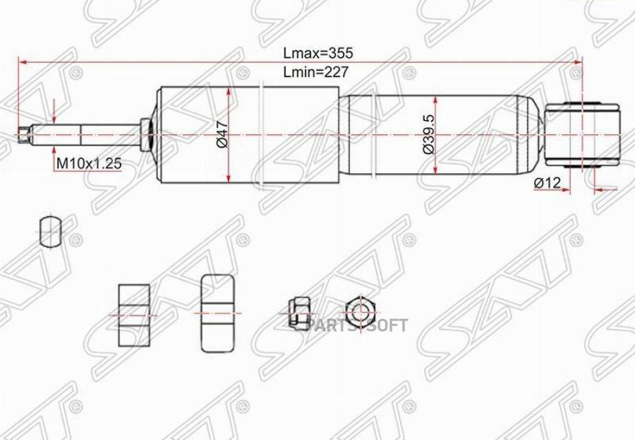 

SAT 'ST4850029675 Амортизатор передний TOYOTA LITE/TOWNACE NOAH 96-07 LH=RH ST-48500-29675