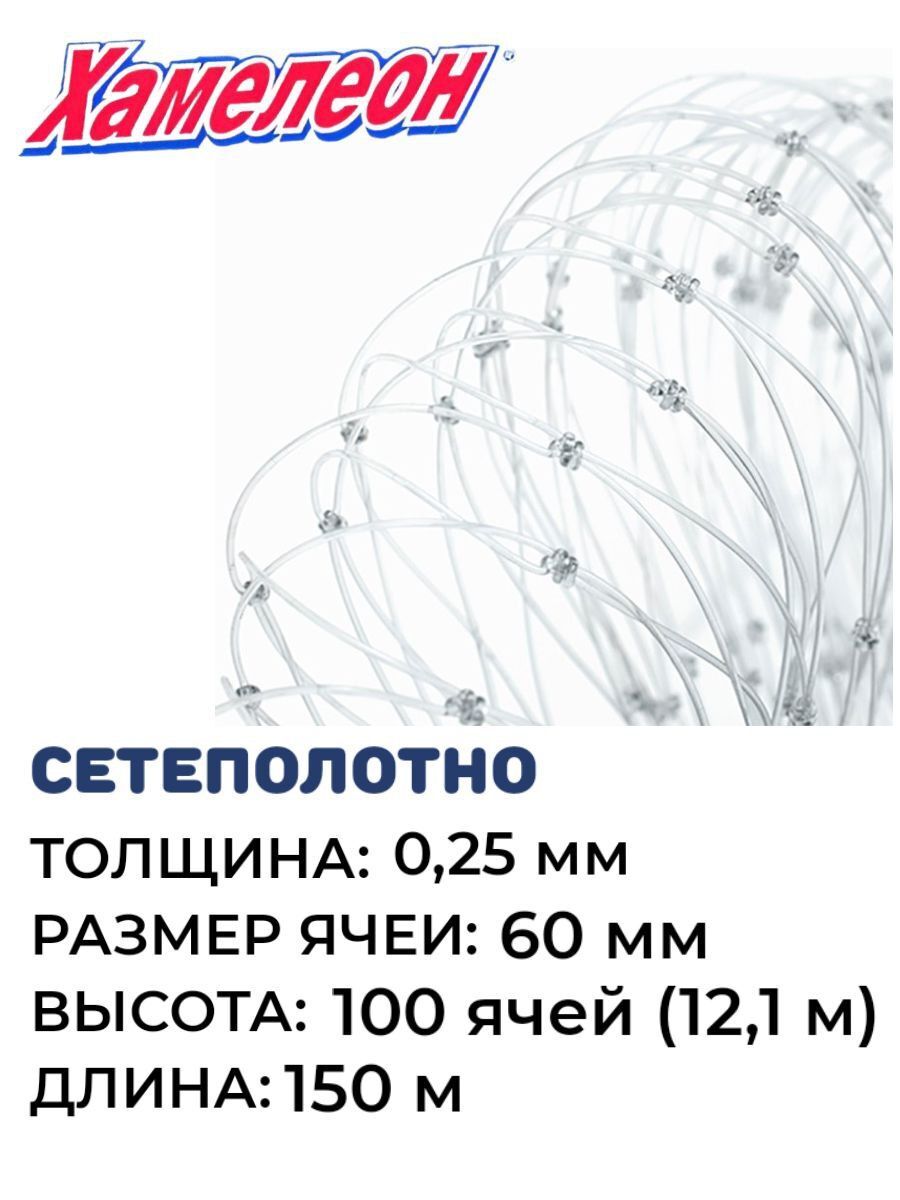 

Сетеполотно леска 0,25 100 ячея (12,1 м), Прозрачный