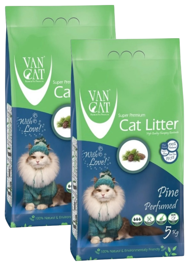 фото Van cat van cat pine наполнитель комкующийся для туалета кошек с ароматом соснового леса (
