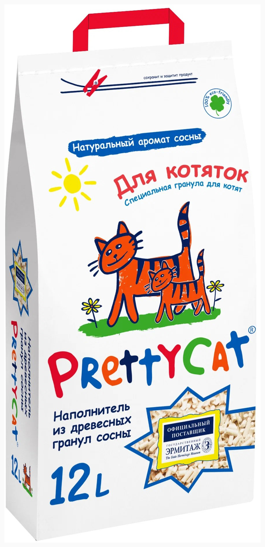 Впитывающий наполнитель для котят PrettyCat Wood Granules древесный, 4 шт по 12 л