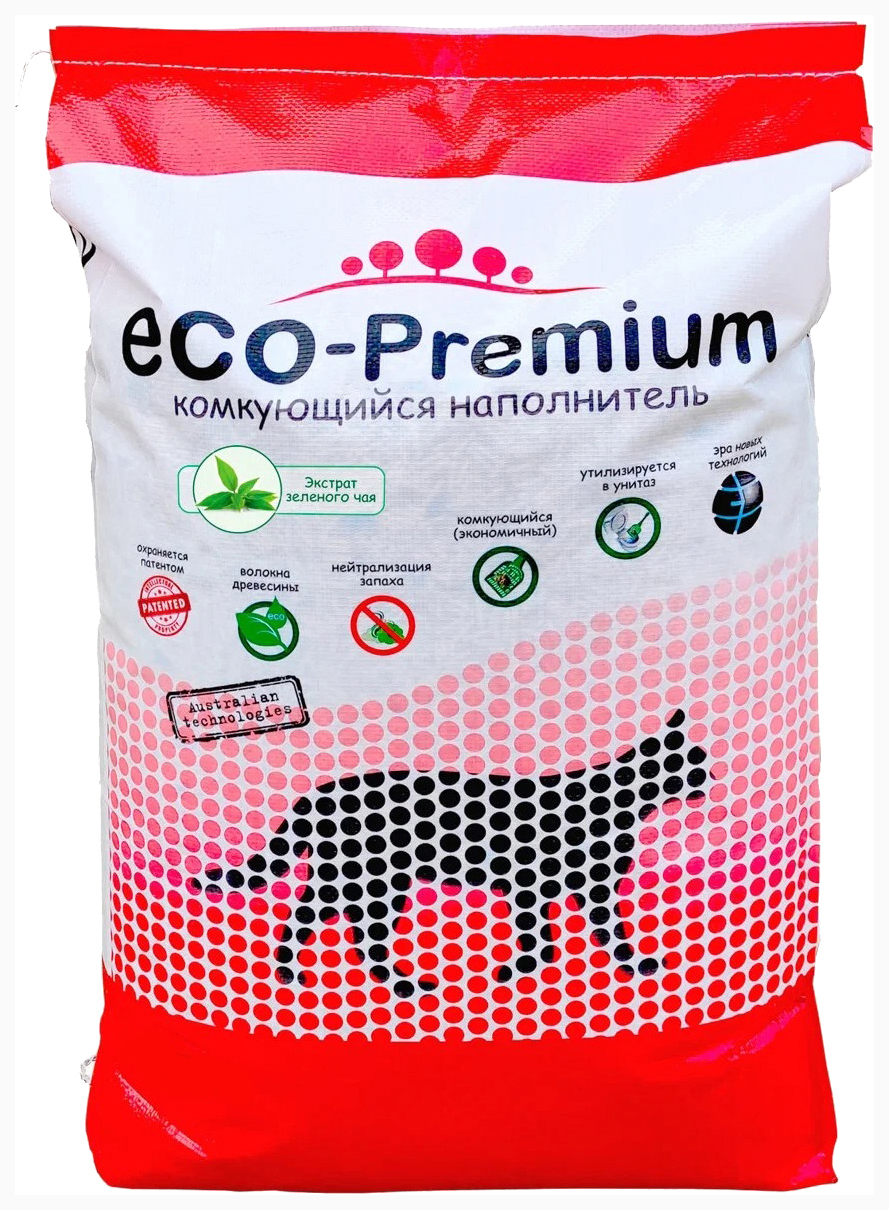 ECO-PREMIUM ECO-PREMIUM ЗЕЛЕНЫЙ ЧАЙ наполнитель древесный комкующийся для туалета кошек с