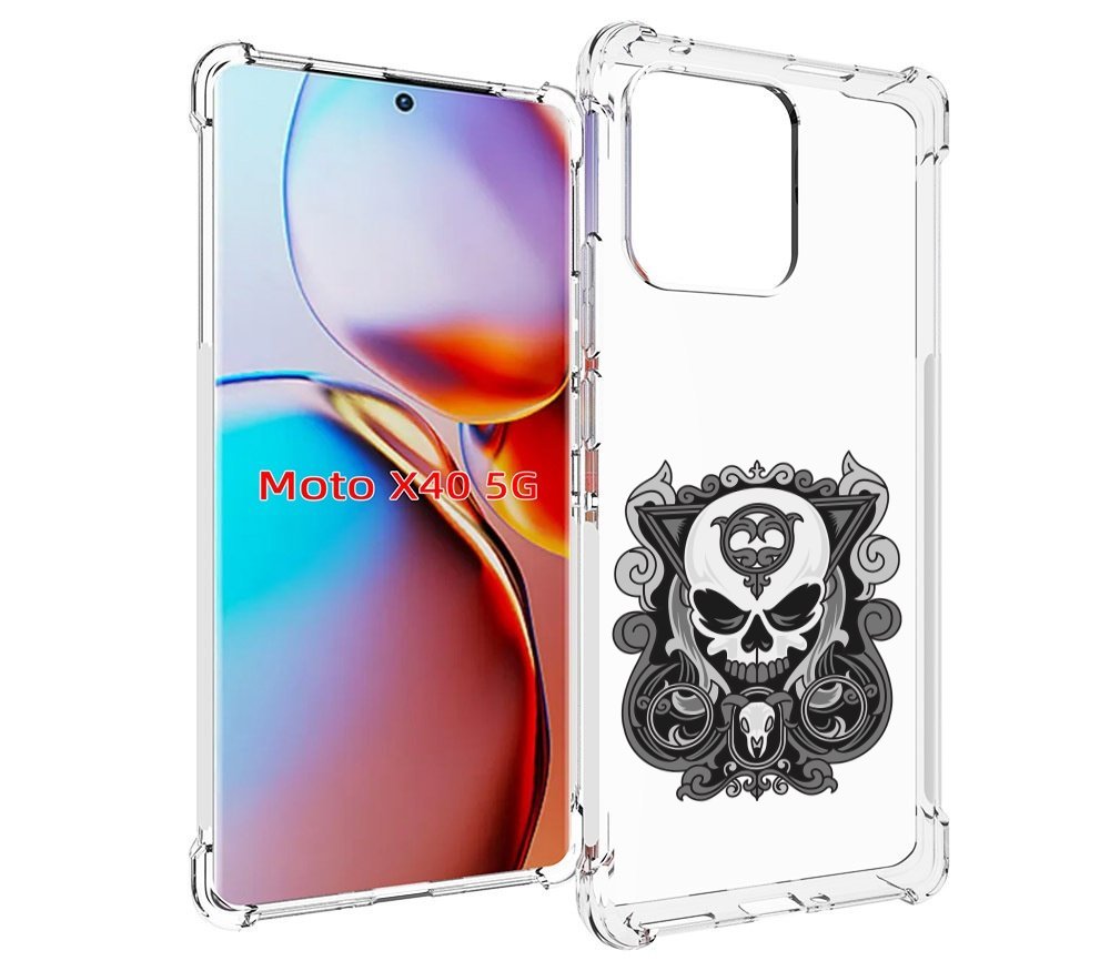 

Чехол MyPads орнамент-на-черепе для Motorola Moto X40, Прозрачный, Tocco