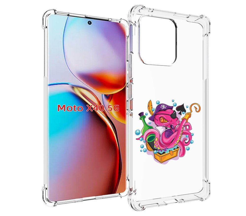 

Чехол MyPads осьминог пират детский для Motorola Moto X40, Прозрачный, Tocco