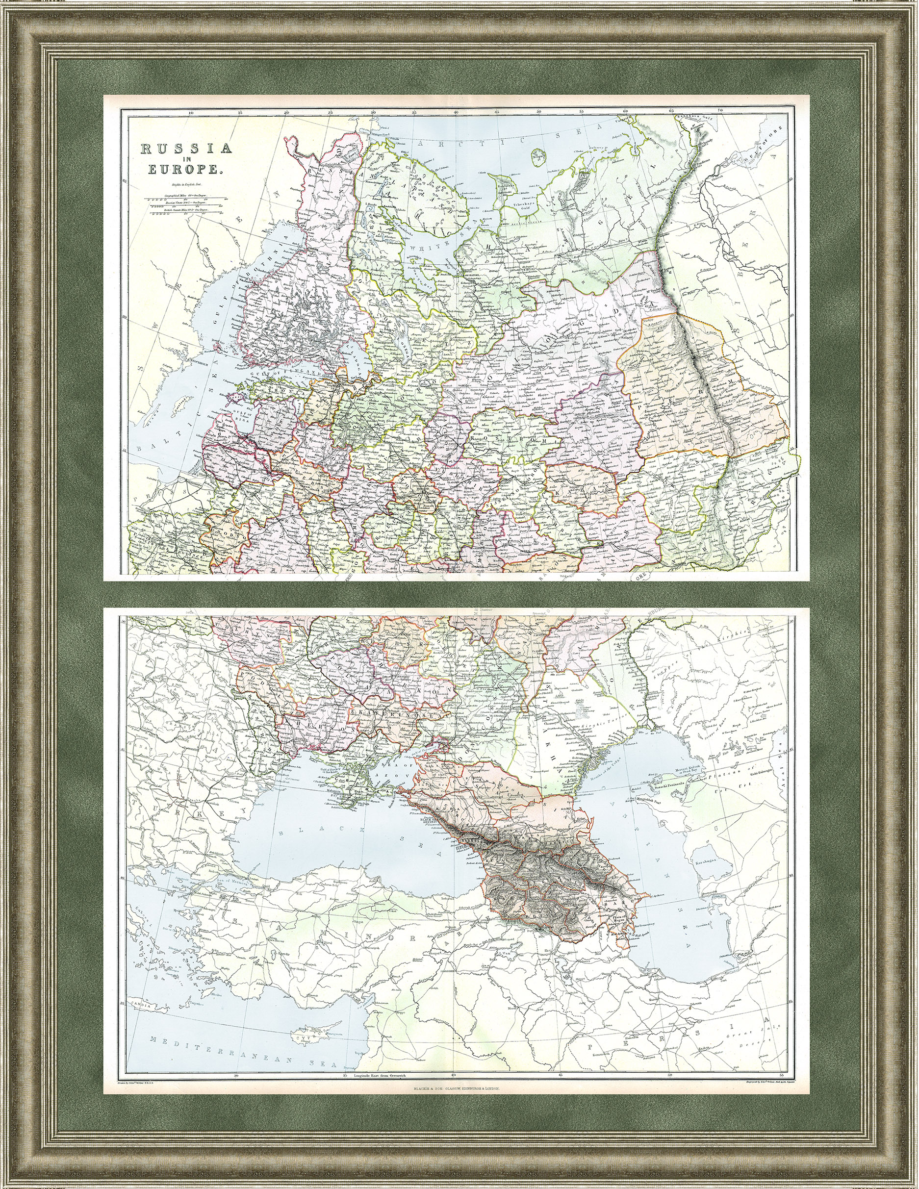 

Антикварная карта Европейской России на 2-х листах 1870- е гг.