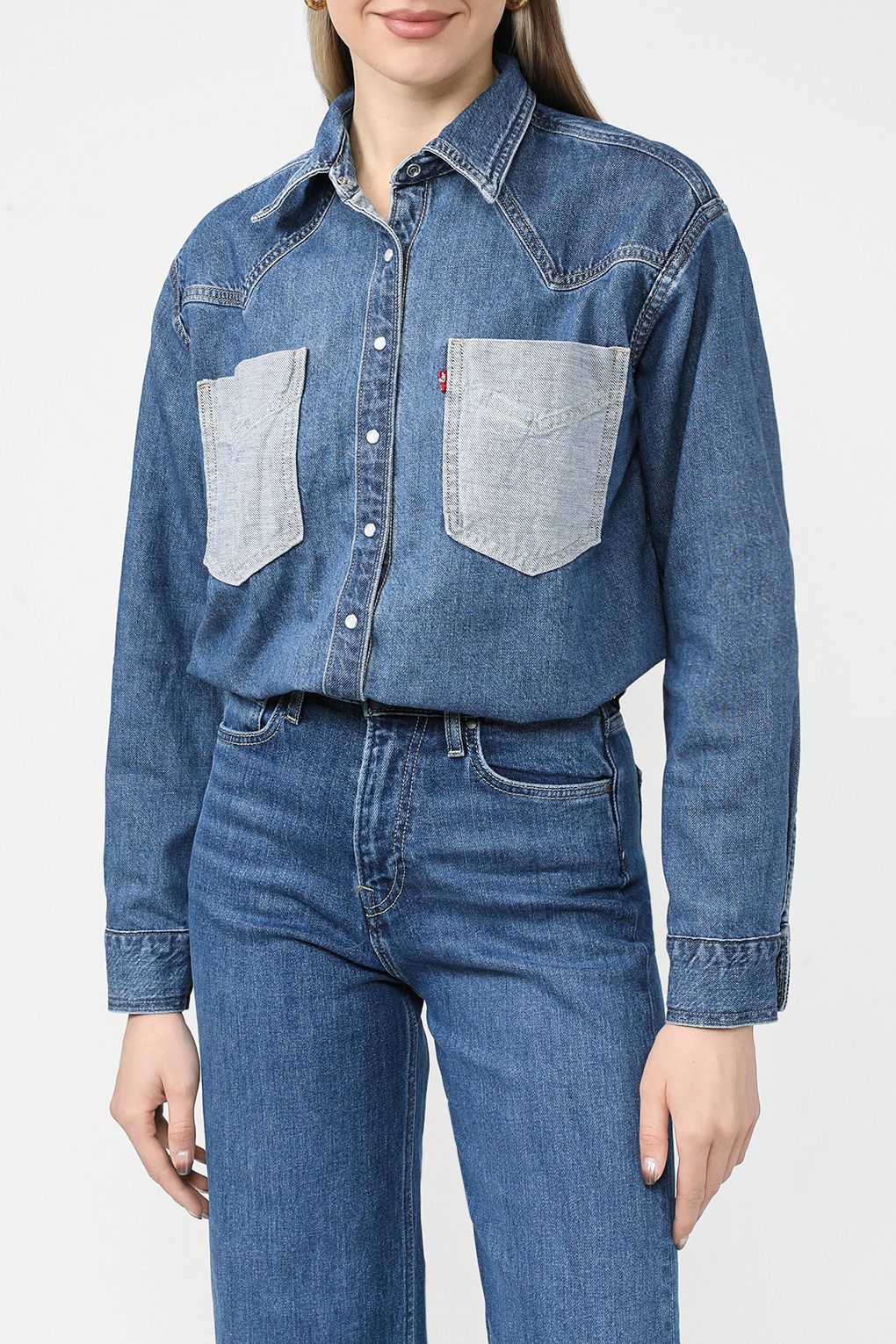 

Рубашка женская Levi's A63420001 синяя L, Синий, A63420001