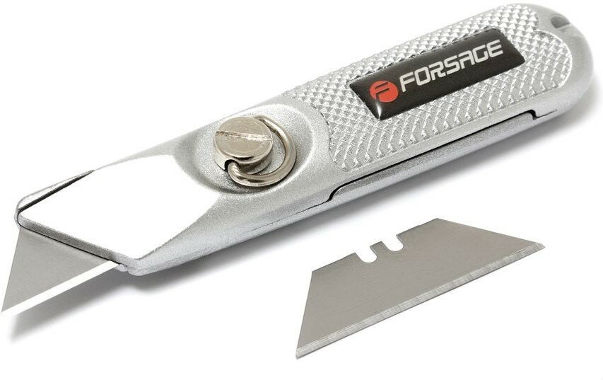 F-5055P44 нож Универсальный Металлический Корпус Запасные Лезвия 2Шт (Блистер) FORSAGE F50 нож универсальный в металлическом корпусе с запасными лезвиями forsage f 5055p44