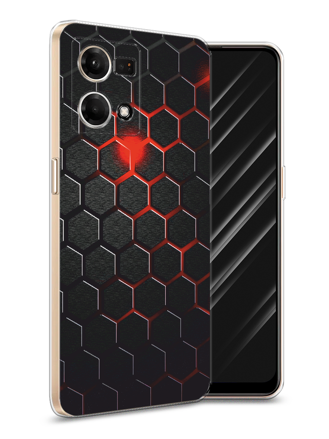 

Чехол Awog на Oppo Reno 8 4G "Фон соты красные", Красный;черный, 2511450-1