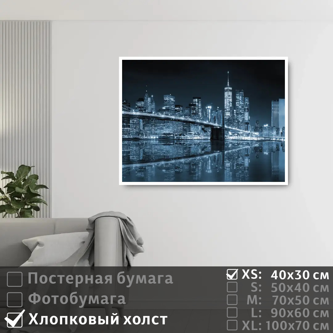 

Постер на холсте ПолиЦентр Фонари небоскребов ночного города 40х30 см, ФонариНебоскребовНочногоГорода