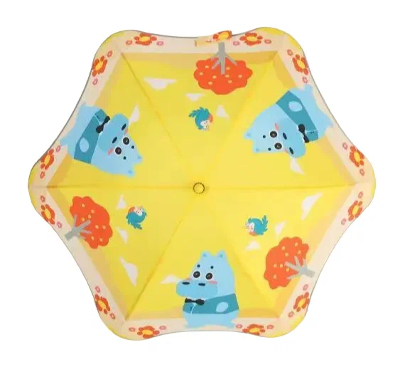 

Зонт-трость YUM детский бегемоты, механика, система антиветер желтый, Голубой;желтый, 200