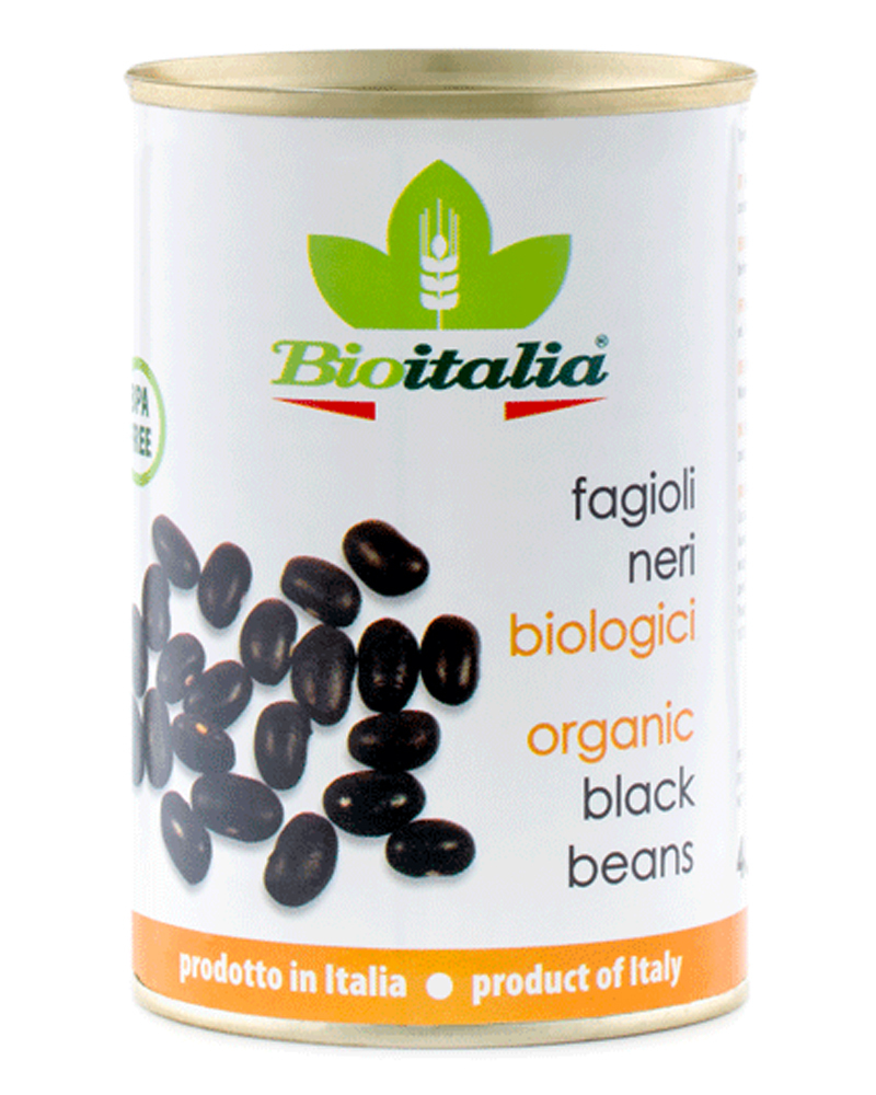 Фасоль Bioitalia Black beans чёрная консервированная, 400 г