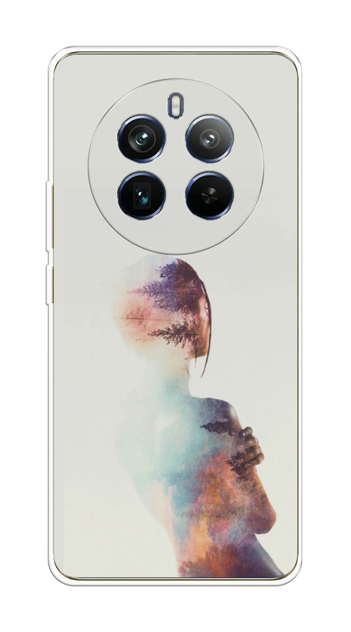

Чехол на Realme 12+ "Девушка-лес", Розовый;голубой;серый, 2516350-1